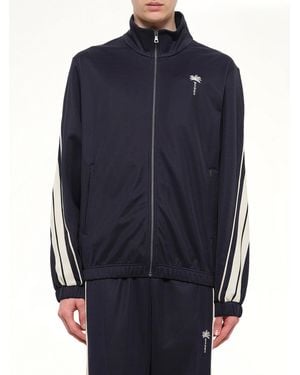 Palm Angels Palm Tree Striped Track Jacket - Blue