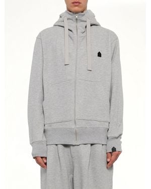 DSM KEI NINOMIYA Hut Embroidery Zipped Knit Hoodie - Gray