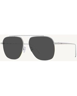 Fendi Fe40005U Aviator Sunglasses With Smoke Lens - Metallic