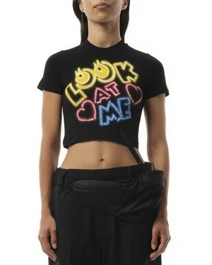 Doublet English Fan-Service Neon Paint T-Shirt, Short Sleeves - Black