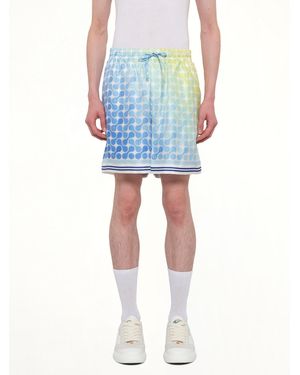 CASABLANCA Tennis Tile Silk Shorts - Blue