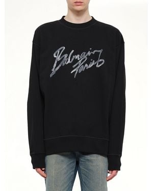 Balmain Big Paris Brush Sweatshirt Reg - Black
