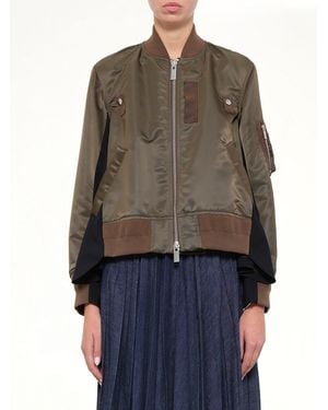 Sacai Nylon Twill X Wool Suiting Blouson - Brown