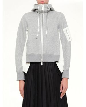 Sacai Sponge Sweat X Nylon Twill Hoodie - White