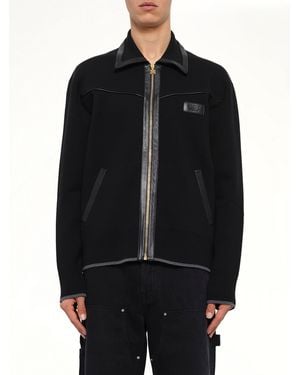 Amiri Leather Trim Zipped Blouson - Black