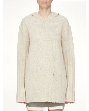 Rick Owens Silk Cashmere Oversized Hoodie - White