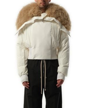 Rick Owens X Moncler Alice Parka With Shearling Jacket, Long Sleeves, , 100% Polyester - Natural