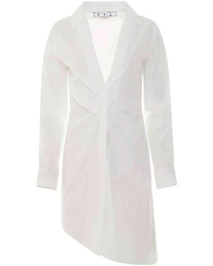 Off-White c/o Virgil Abloh Popeline Draped Shirt Dress - White