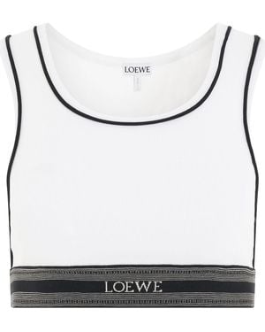Loewe Logo Cropped Tank Top, 100% Cotton - White