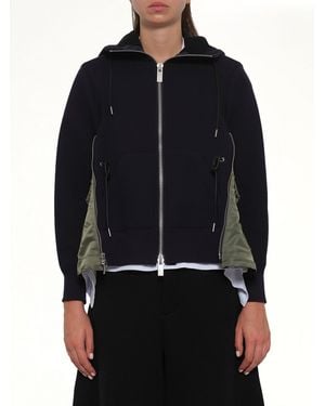 Sacai Sponge Sweat X Nylon Twill Hoodie - Blue