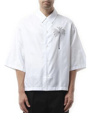 Jacquemus La Chemise Aloe Palm Tree, Long Sleeves, 100% Cotton - White