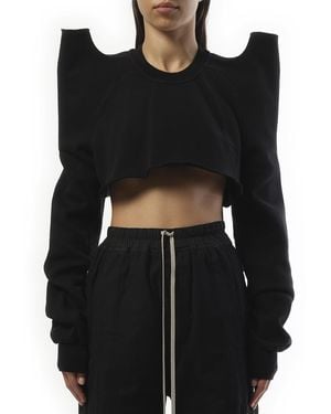 Rick Owens Cropped Tec Jumper, 100% Cotton, Size: Small - Black