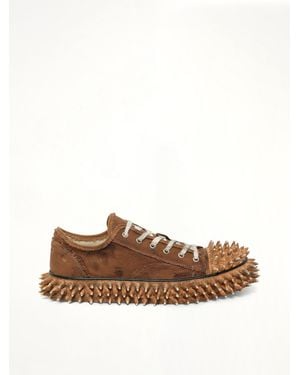 Doublet Dirty Spike Toe Cap Canvas Trainer - Brown