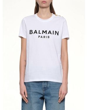 Balmain Flocked Paris T-shirt - White