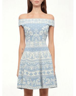 McQueen Floral Jacq Dress - Blue