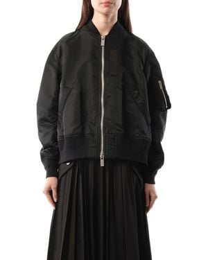 Sacai Nylon Twill Blouson Bomber Jacket, Long Sleeves, 100% Nylon - Black
