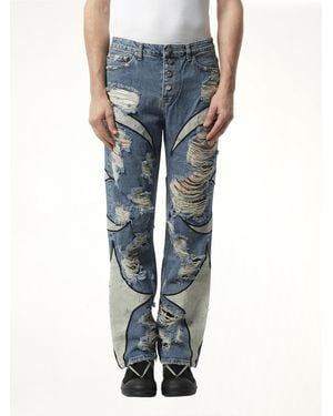 THUG CLUB Tc Leather Washing Denim Trousers War Ver - Blue