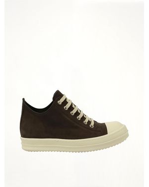 Rick Owens Wolf Nubuk Low Trainers, 100% Leather - Black