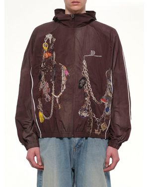 Doublet Embroidered Chain Track Jacket - Brown