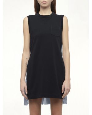 Sacai X Denim X Cotton Jersey Dress, 100% Polyester - Black