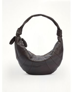 Lemaire Fortune Croissant Grained Leather Bag - Grey
