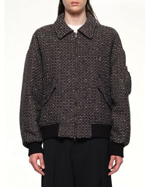 WOOYOUNGMI Tweed Bomber Jacket - Grey