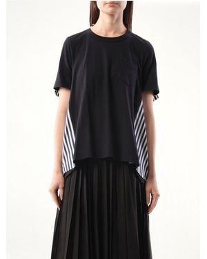 Sacai X Cotton Poplin X Cotton Jersey T-Shirt, Short Sleeves, 100% Cotton - Black