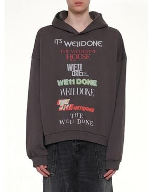 we11done Multi Logo Print Hoodie - Grey