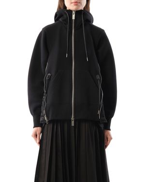 Sacai X Sponge Sweat X Nylon Twill Hoodie, Long Sleeves, , 100% Cotton - Black