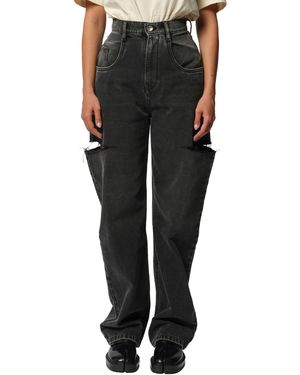 Maison Margiela Denim Jeans With Slash Details in Black | Lyst Maison Margiela Denim Jeans With Slash Details in Black | Lyst