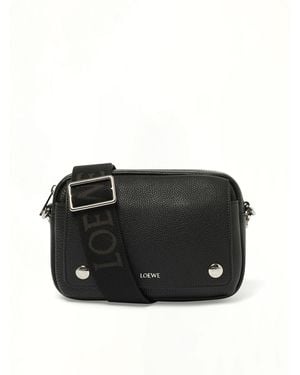 Loewe Calfskin Pebble Messenger Small - Black