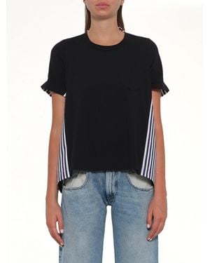 Sacai Cotton Poplin X Jersey T-Shirt - Black
