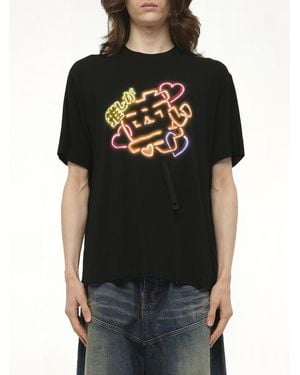Doublet Big Japanese Neon Paint Fan Service T-Shirt, 100% Polyester, Size: Small - Black