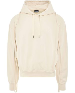 Jacquemus Camargue Warped Logo Hoodie, Long Sleeves, 100% Cotton, Size: Small - White