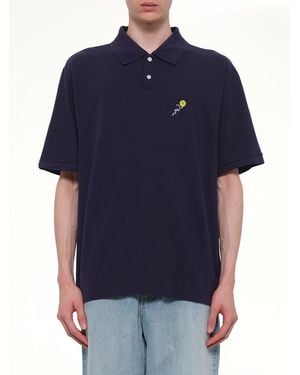 vowels S/S Pique Polo - Blue