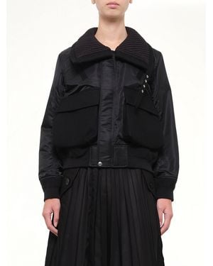 Sacai Runway Nylon Twill X Wool Melton Blouson - Black