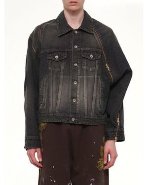 Doublet Filleted Zip Denim Jacket - Black