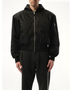 Entire studios Hooded Broad Bomber Jacket - Black