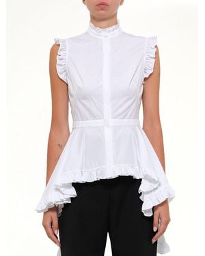 McQueen Sleeveless Peplum Shirt - White