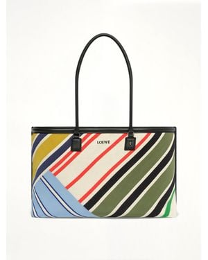 Loewe Verano Tote Embroidered Canvas M - Blue