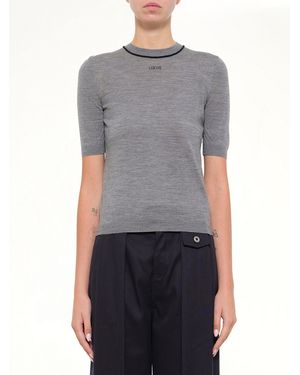 Loewe Short-Sleeve Sweater - Gray