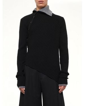Egonlab Asymmetrical Wool Turtle Neck - Black