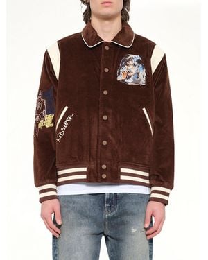 Kidsuper Washed Corduroy Embroidered Faces Jacket - Brown