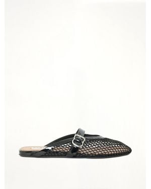 Alaïa Fishnet Flat Mules - Black