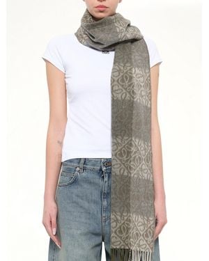 Loewe 38X180 Wool Cashmere Anagram Scarf - White