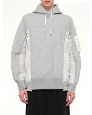 Sacai Sponge Sweat X Nylon Twill Hoodie - Gray