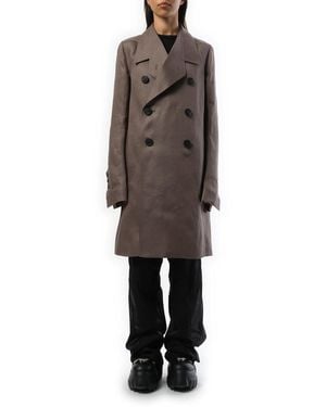 Rick Owens Officer Coat, 100% Linen - Gray