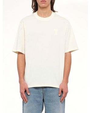 Ami Paris Tonal Embossed Big Ami De Coeur T-Shirt - White