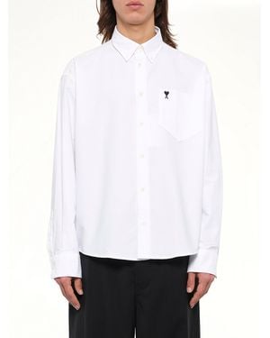 Ami Paris Embroidered Ami De Coeur Boxy Fit Shirt - White