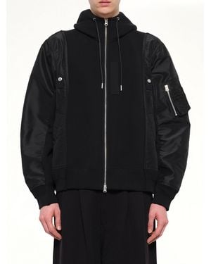 Sacai Sponge Sweat X Nylon Twill Hoodie - Black